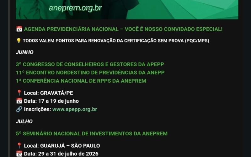 AGENDA DE EVENTOS PREVISTOS